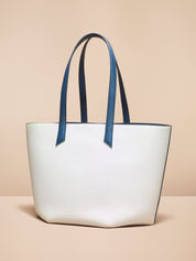 white leather carryall tote