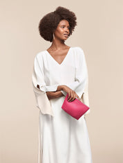 Pink Leather Pouch Purse