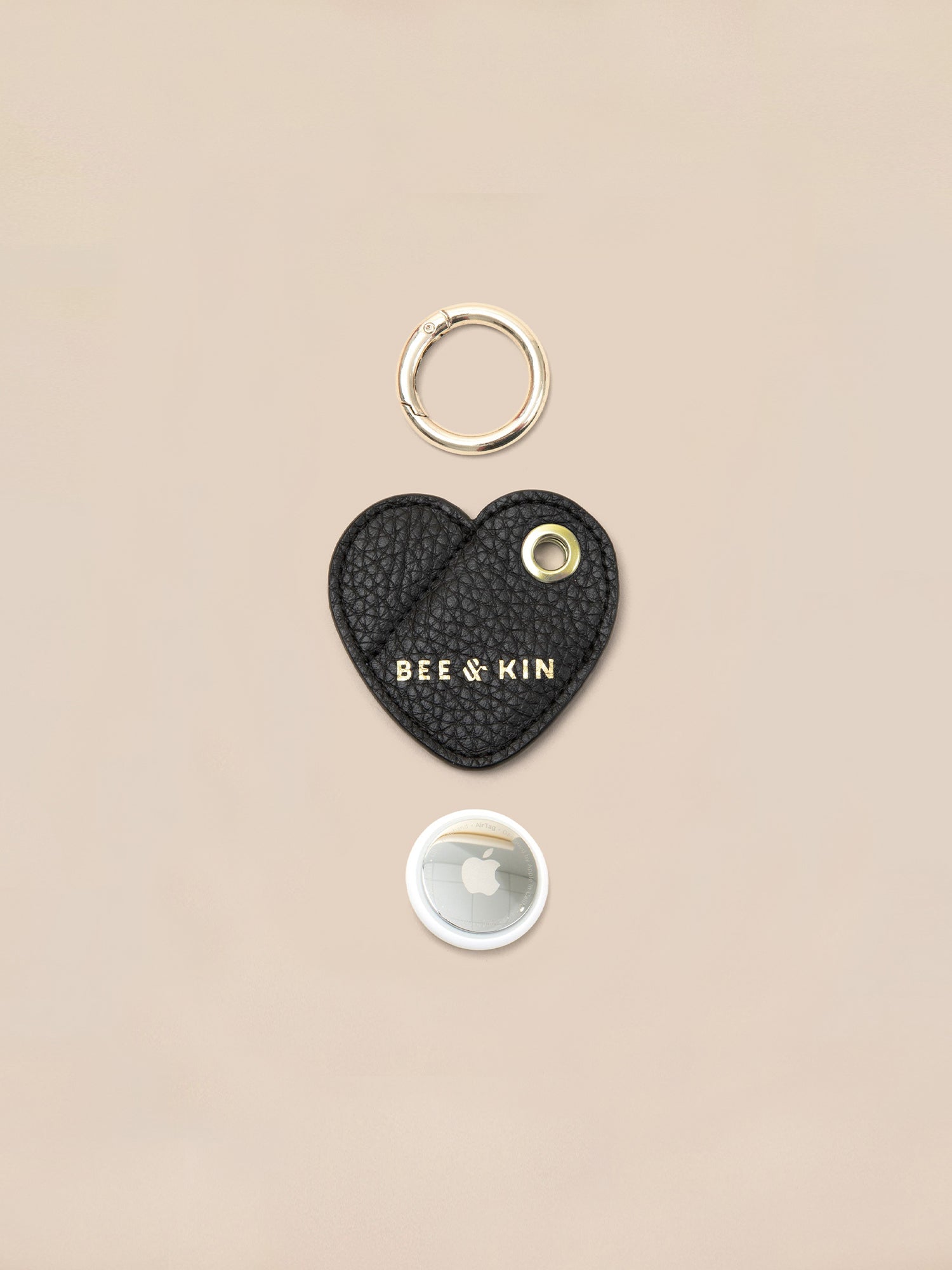 Black Leather AirTag Keychain