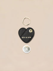 Black Leather AirTag Keychain