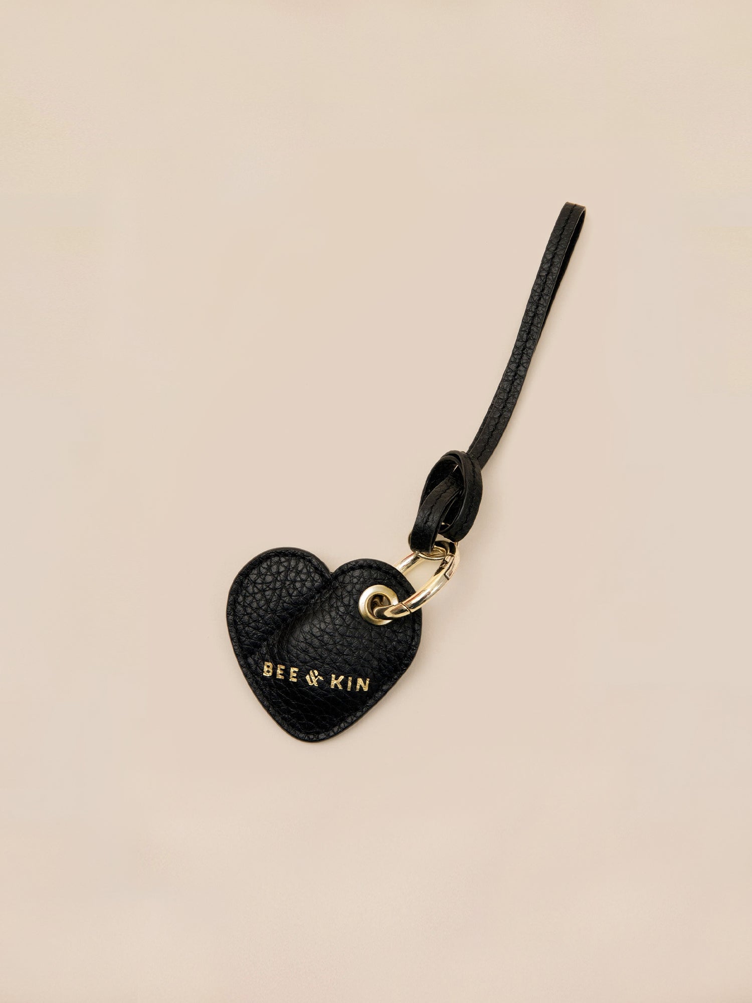 The Heart AirTag Holder | Black Leather AirTag Keychain