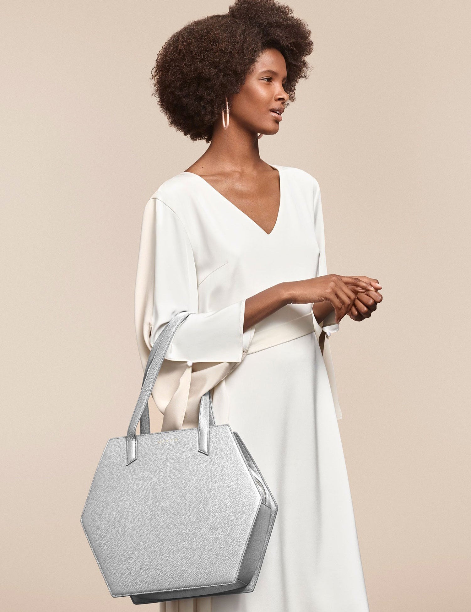 Luxury Leather Silver Tote