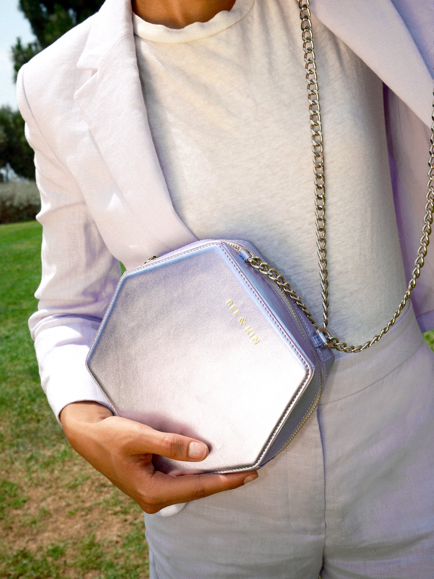 Hexagon Crossbody Bag In Lavender