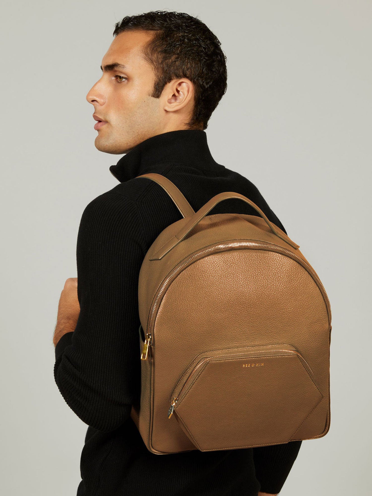 Mid Size Brown Leather Laptop Backpack – BEE AND KIN